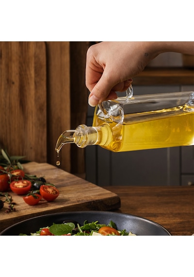 Porsima 408 2li Kare Borosilikat Cam Yağdanlık Yağlık Sirkelik 400ml Şeffaf