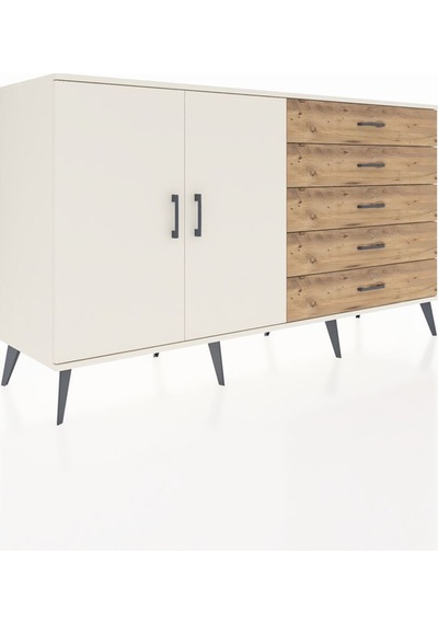 Hyperion Konsol 4 Raflı 5 Çekmeceli 2 Kapaklı 176x44x99 Aytaşı-aytaşı/çam Aytası - Aytası