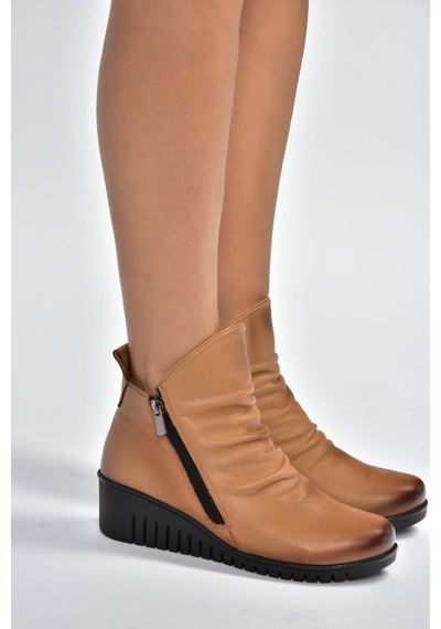 Fox Shoes V324200303 Taba Hakiki Deri Dolgu Tabanlı Kadın Bot Taba-hakiki Deri