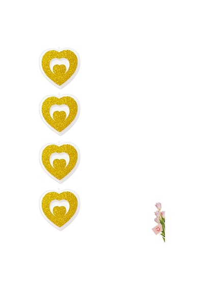 Kalp Sarkıt Strafor Süs, 17 Cm X 4 Adet - Altın