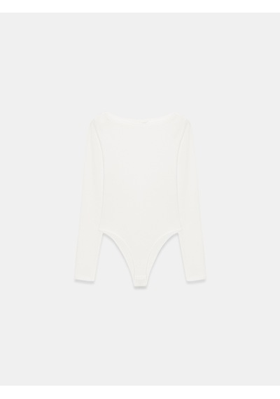 Dilvin 32549 Kayık Yaka Bodysuit-ekru Ekru