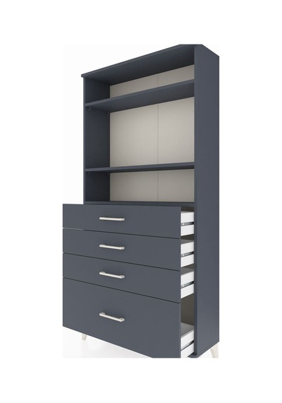 Arges Dolap 3 Raflı 4 Çekmeceli 88x30x182 Antrasit-antrasit Antrasit
