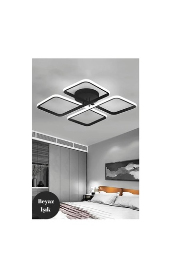 Novem Plafonyer Ultra Süper Led Avize - - Beyaz Işık / Siyah Siyah