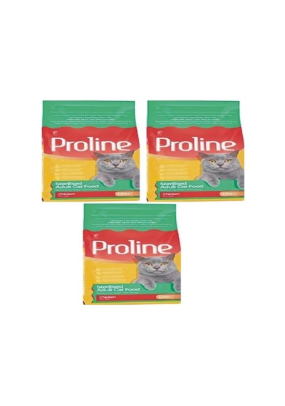 Pro Line Sterilised Kısırlaştırılmış Tavuklu Yetişkin Kedi Maması 3 x 1200 G