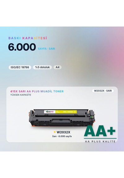 Hp 415x W2032x Sarı Uyumlu Toner Aa Plus / Color Laserjet Pro M454 / M479 Enterprise M455 / M480