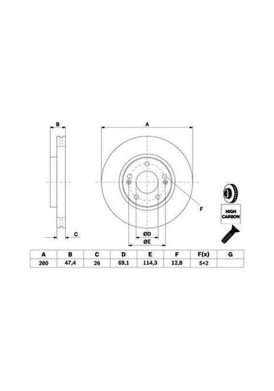 Kia Cerato 1.6 2004-2009 Bosch Ön Disk 280mm 2 Adet
