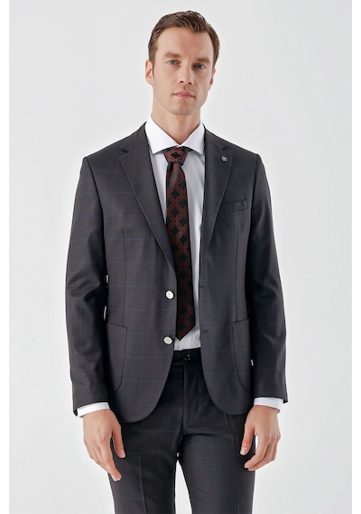 Morven Erkek Mürdüm Poliviskon Trend Ekoseli Slim Fit Mono Yaka Takım Elbise Mürdüm Morven Erkek Mürdüm Poliviskon Trend Ekoseli Slim Fit Mono Yaka Takım Elbise Mürdüm