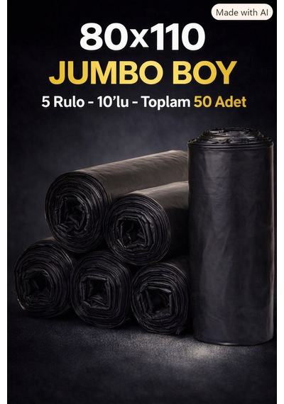 Jumbo Boy Çöp Poşeti 80 110 Cm 10 Lu 5 Paket 50 Adet
