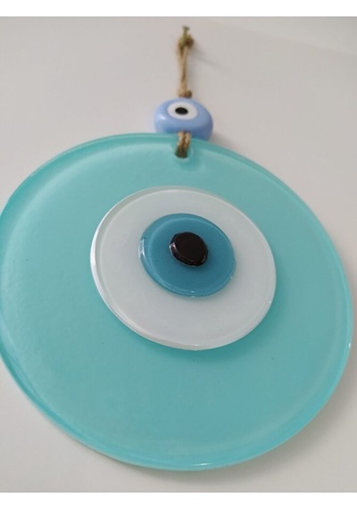 Cam Göbeği Büyük Cam Nazar Boncuğu 12 Cm El Yapımı Duvar Dekoru