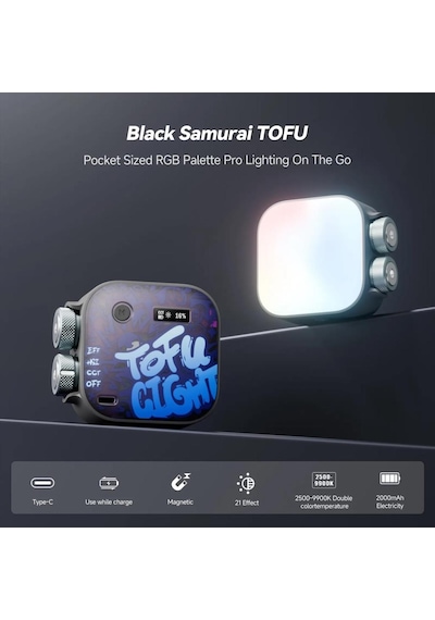 Photoolex Black Samurai Tofu Rgb Led Video Işığı - Tofu-bs