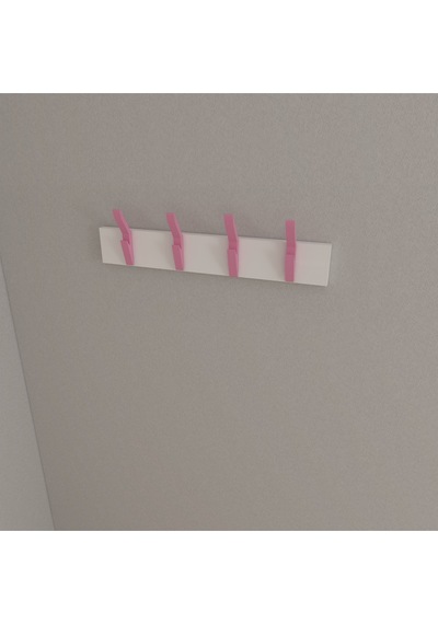 Hepsi3boyutlu Modern Duvar & Kapı Kanca Askılık - 4 Adet Pembe Kanca Askılık - Model No : 3 Pembe
