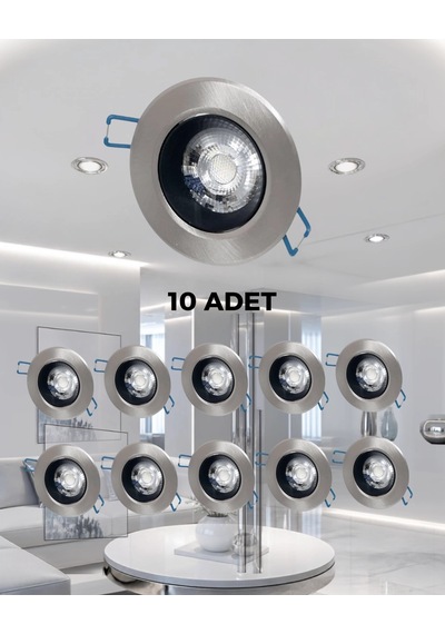 Cata Ct-5252 Akik Led Spot 7w Beyaz Işık - 10 Lu Paket Saten - Krom