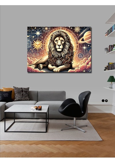 Kanvas Tablo Aslan Burcu Temalı Sanat