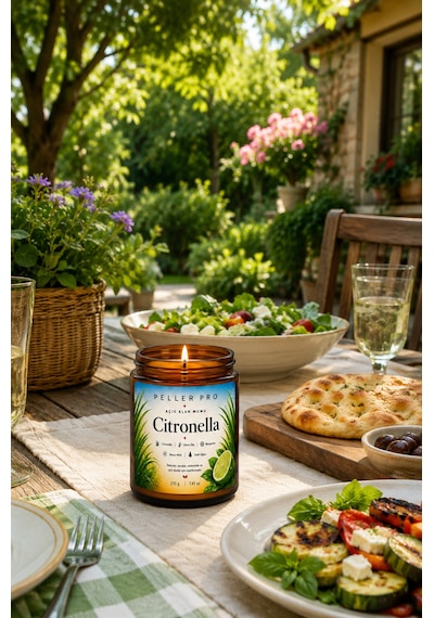 Sivrisinek Kovucu Mum 210 Gr Açık Alan Mumu Bahçe Balkon Teras İçin Citronella Aromatik Mum Beyaz