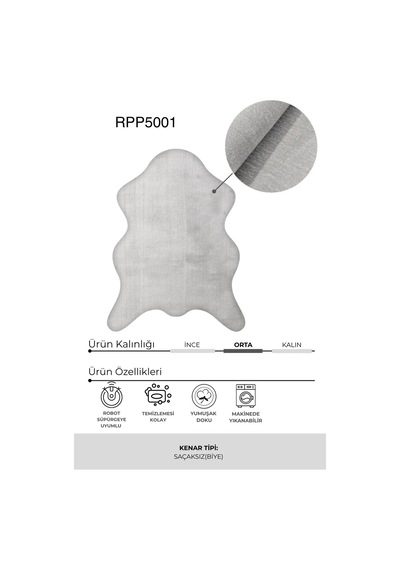 Çam Halı Poly Rpppost5001 Gri Peluş Post Şeklinde Halı-salon-antre-oturma Odası-yumuşak-kaymaz Taban-yıkanabilir