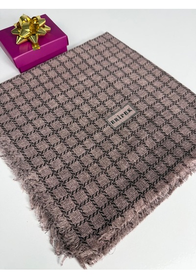 Eripek Desenli Flamalı Keten Eşarp- 06112 Pudra