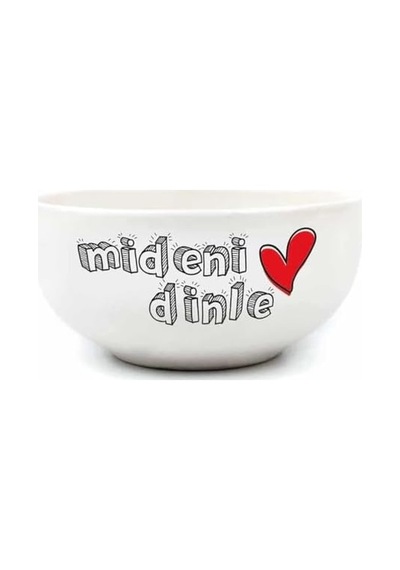 Mideni Dinle Krem Seramik Kase - Hediye Seramik Kase