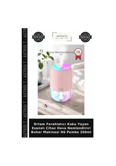 Ortam Ferahlatıcı Koku Yayan Esanslı Cihaz Hava Nemlendirici Buhar Makinesi H6 Pembe 200ml