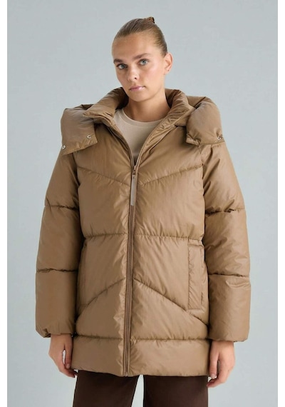 Defacto Relax Fit Kapüşonlu Fermuarlı Şişme Parka F2896ax25wnbn67 Kahve-bn67