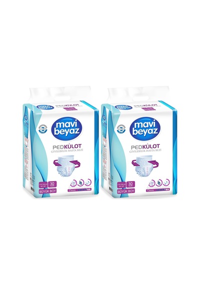 Mavi Beyaz Ped Emici Külot Yetişkin Bezi L - Large Büyük 60 Adet