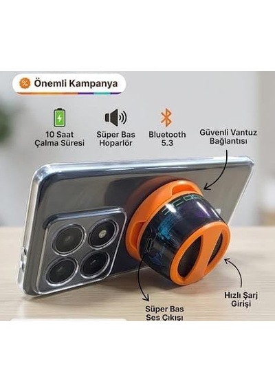 G300 Mıknatıslı Bluetooth Hoparlör Stand 5w Led Işıklı 5.4 Orange 1
