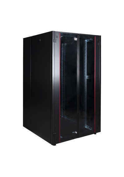 Lande Demonte 26u 800x800 Hyperline Dikili Tip Rack Kabinet Siyah Ön Cam Kapak / Tekerlekli