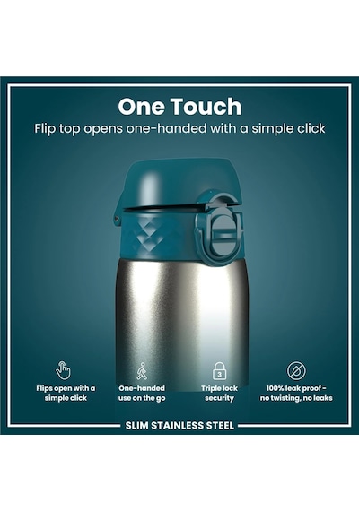 Ion8 - Paslanmaz Çelik İnce Suluk - Koyu Turkuaz - 600 Ml - Sızdırmaz