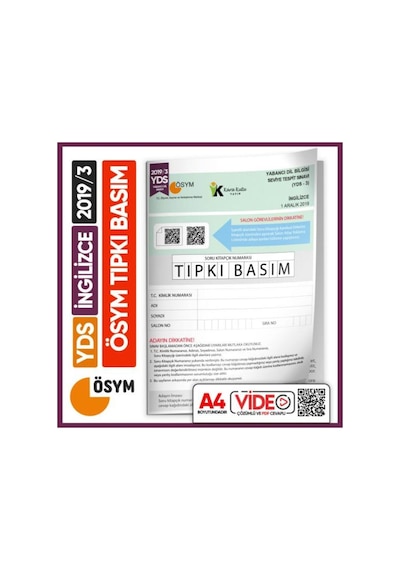 YDS 2019/3 ÖSYM Tıpkı Basım Çıkmış Soru Deneme Kitapçığı Video Çözümlü Türkiye Geneli