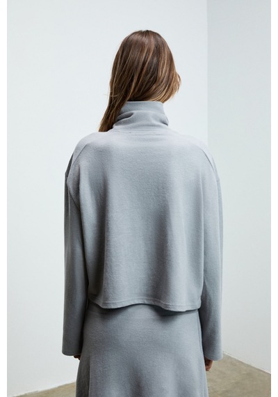 ETHIQUET P ORUNS Kadın Yumuşak Ve Esnek Kumaşlı Balıkçı Yaka Gri Sweatshirt