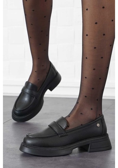 Myfit 1017 Kadın Poli Taban Loafer Casual Ayakkabı Siyah Siyah Nubuk
