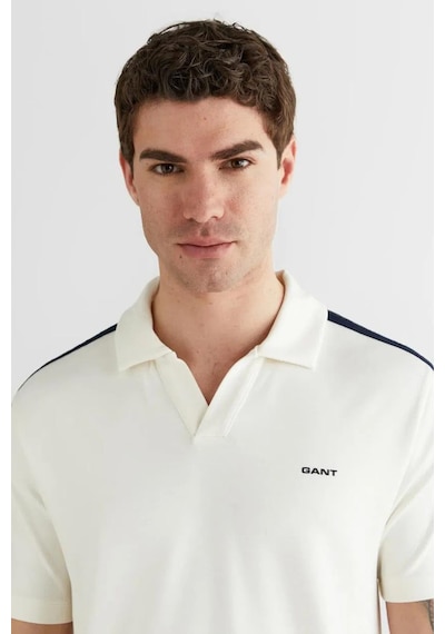Gant Erkek Beyaz Regular Fit Şerit Detaylı Polo Yaka T-shirt-14702
