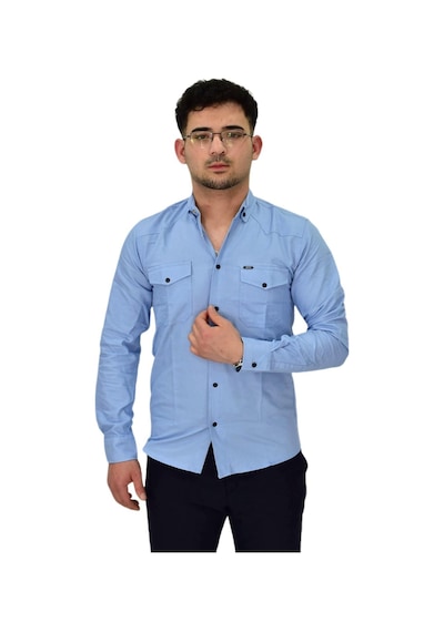 Erkek Spor Likralı Gömlek Bgl-st04343 Mavi