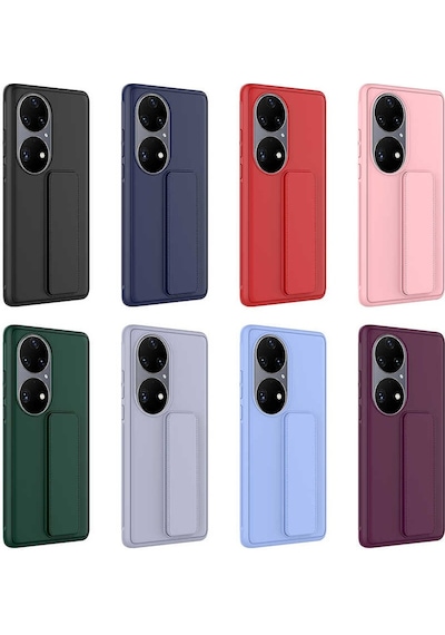 Huawei P50 Pro Kapak Standlı El Tutacaklı Silikon Kılıf