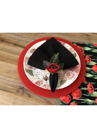 Sofra Sunum Seti Kırmız Çiçek Desenli Çok Renkli