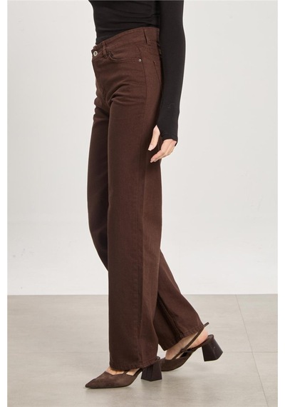 Barrels And Oıl Kadın Wide Leg Gabardin Pantolon - Kahve Kahve