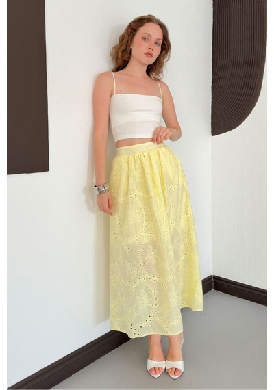 Verymoda Brode Uzun Etek - F2080 Sarı