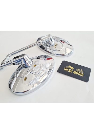 Motosiklet Ayna Kartallı Nikel - 10Mm Diş Ebatı Chopper