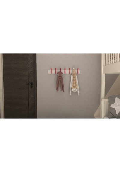 Hepsi3boyutlu Modern Duvar & Kapı Kanca Askılık - 7 Adet Kırmızı Kanca Askılık - Model No : 1 Kırmızı