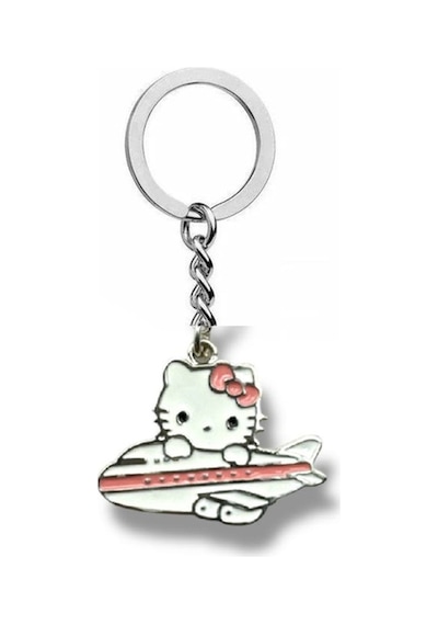 Hello Kitty Uçak Figürlü Anahtarlık Sevimli Ve Renkli Çanta Aksesuarı