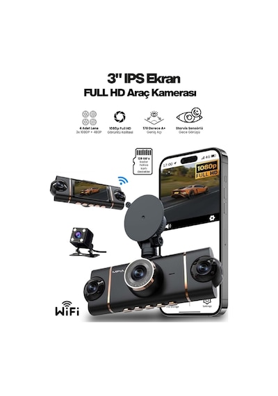 Mpıa Cc-69 4 Lens 3.16" Ips Ekran 5mp / Wi-fi / Tf Araç Kamerası