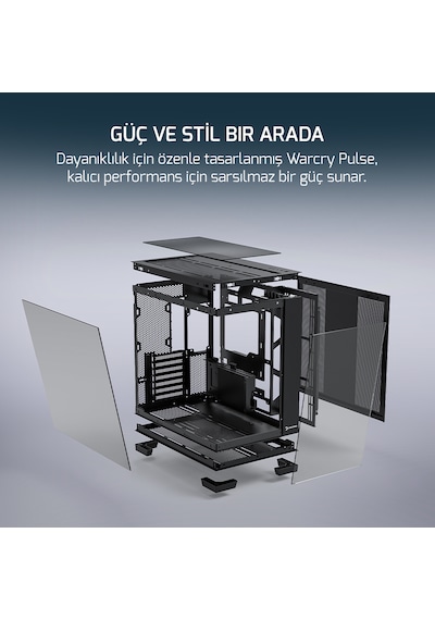 Gamepower Warcry Pulse 750W 80+ 4x12 CM Argb Fan Temperli Cam Atx Bilgisayar Kasası
