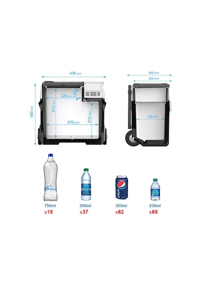 Acopower Px50 12/24/220volt 50litre Kompresörlü Tekerlekli Outdoor Oto Buzdolabı Akü Dahil Değildir Fr Px50