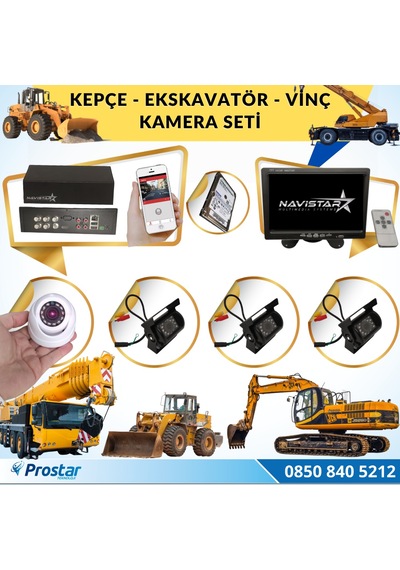 Ekskavatör Dozer Greyder Vinç Kepçe Uzaktan İzlemeli 4 Kameralı