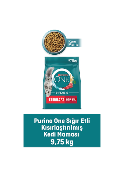Purina One Sterilcat Sığır Eti Buğday Kısırlaştırılmış Kedi Maması 9750 G + Somonlu Kısırlaştırılmış Kedi Maması 6 x 85 G
