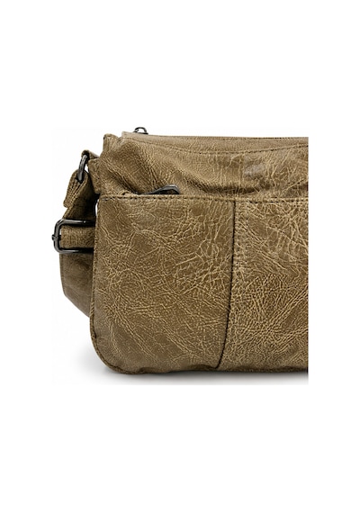 Sanmorris Kadın Yumuşak Suni Deri Çapraz Askılı Çok Gözlü Omuz Çantası Sı-12 Beige