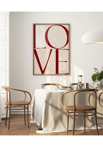Çerçevesiz Poster Love You Minimal Ve Şık Tipografik