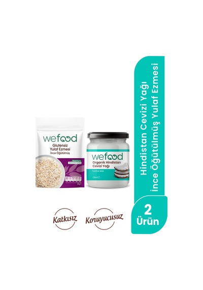 Wefood Organik Hindistan Cevizi Yağı 150 Ml + Wefood Glutensiz İnce Öğütülmüş Yulaf Ezmesi 300 Gr 8683347038121