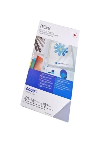 Hiclear Cilt Kapakları, A4, 180 Mikron, Pvc, Parlak, 100'lü Paket, Ce011880e