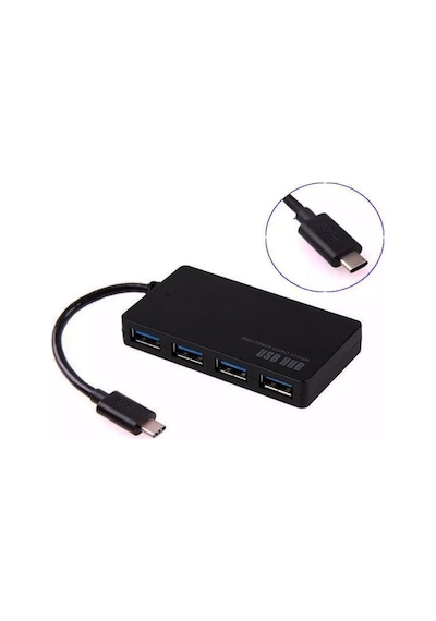 Type-c To 4 Port Usb 3.0 Hub İnce Tasarım 5gbps Yüksek Hızlı Super Speed Type-c Çıkışlı Usb 3.0 Girişli Çokl