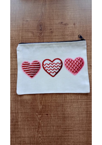 Wisheratelier Kalp Desenli Bez El Çantası